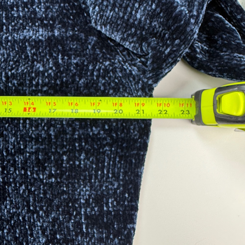 Orvis Women Large Navy Blue Chenille Crew Neck Long Sleeve Plush Cozy Sweater - Picture 7 of 10